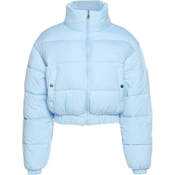 Women' s Cropped Quilted Puffer Jacket Outerwear Coats - Picture 1 of 7